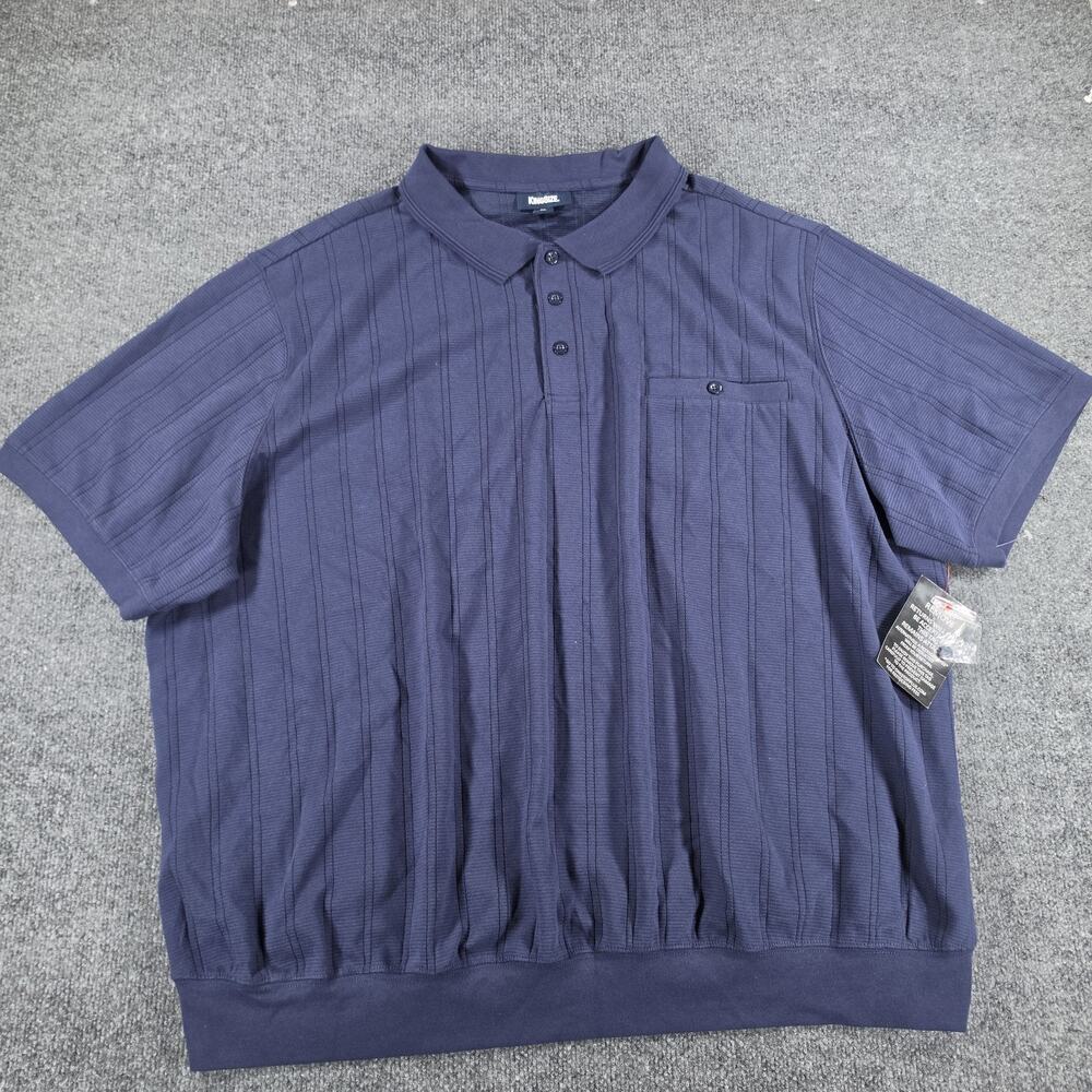 KingSize Men's 4XL Big Navy Blue Short Sleeve Polo Shirt Ribbed Pocket